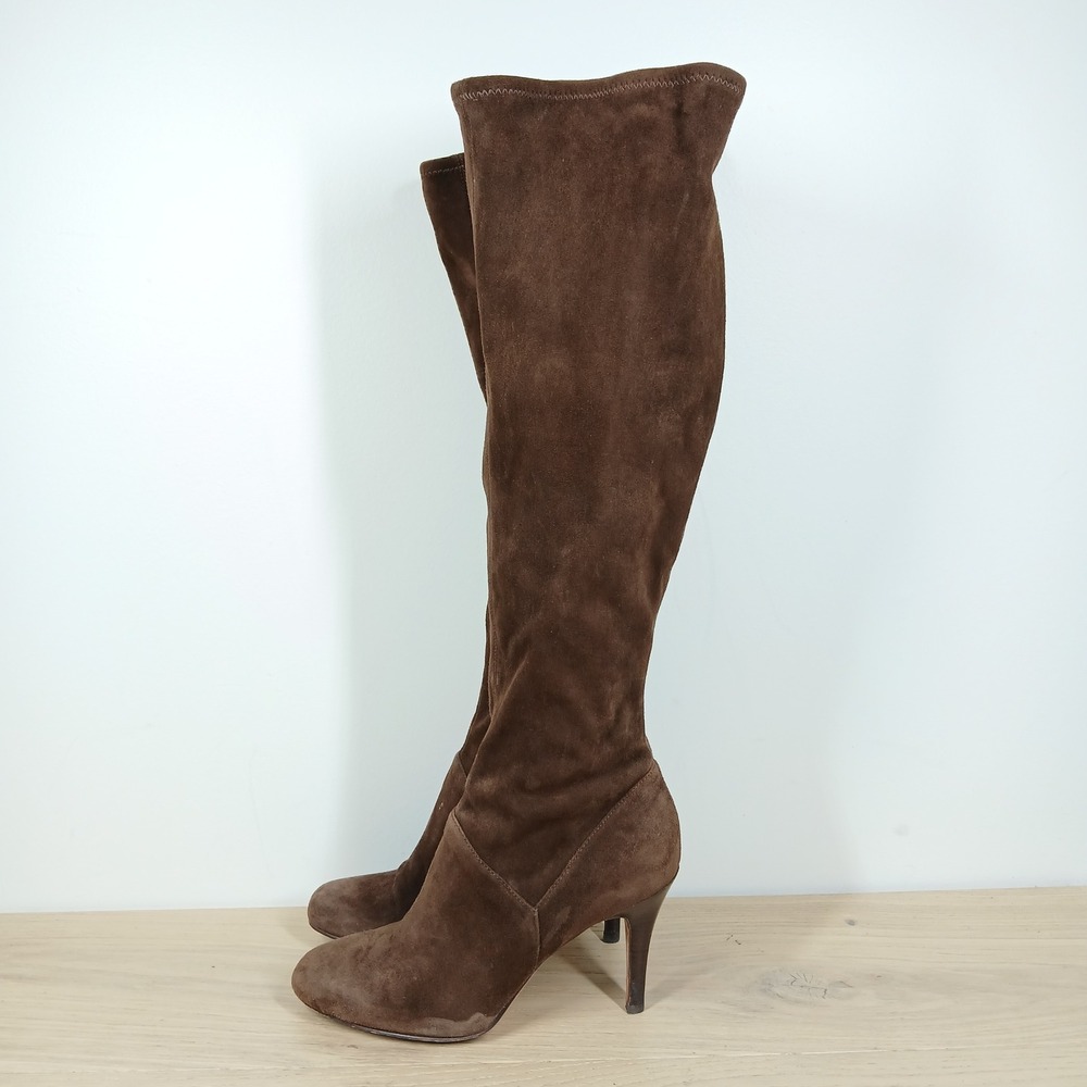 Cole Haan Over the Knee OTK Stiletto Heel Boots Women's 8.5 Brown Suede Tall